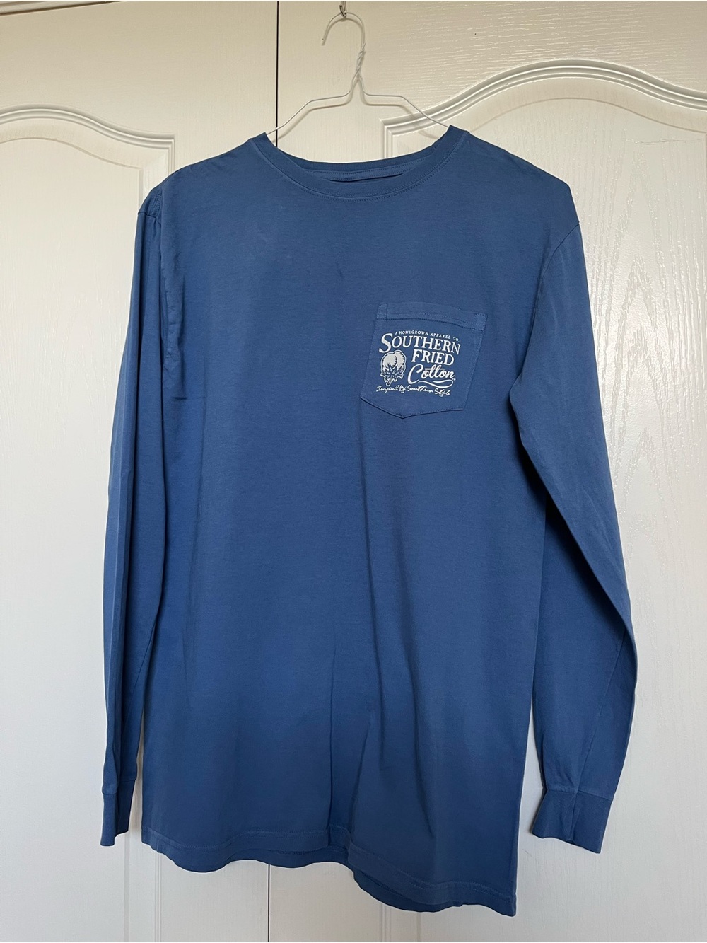 Southern Fried Cotton Men's Long Sleeve Pocket Tee - Navy Blue